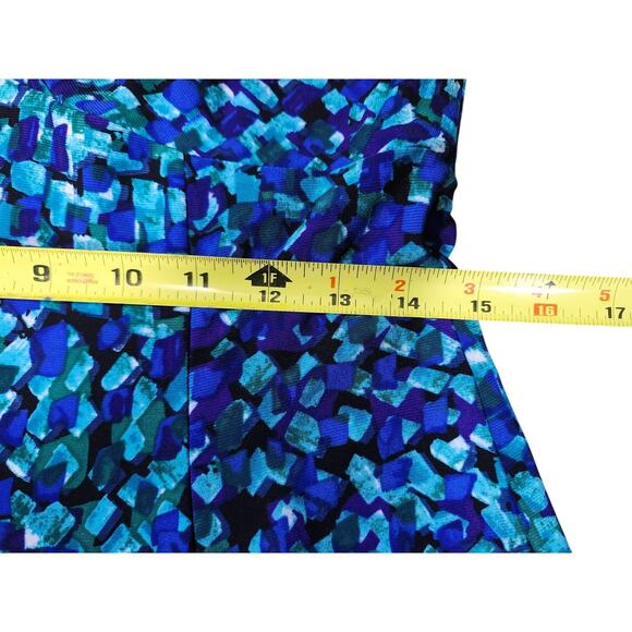 Lauren Ralph Lauren Midi A-Line Blue Abstract Print Dress 10 Whimsygoth Preppy - Picture 3 of 9